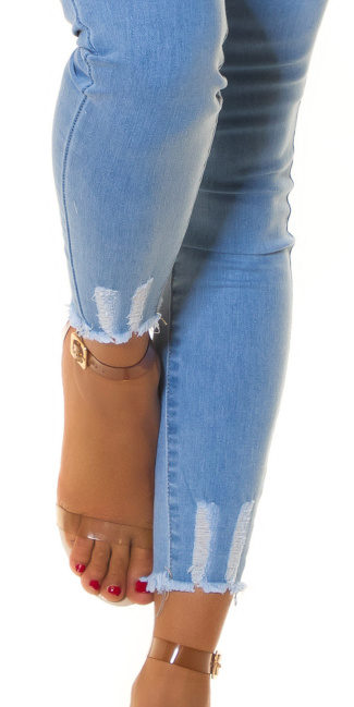 hoge taille jeans destroyed push-up blauw